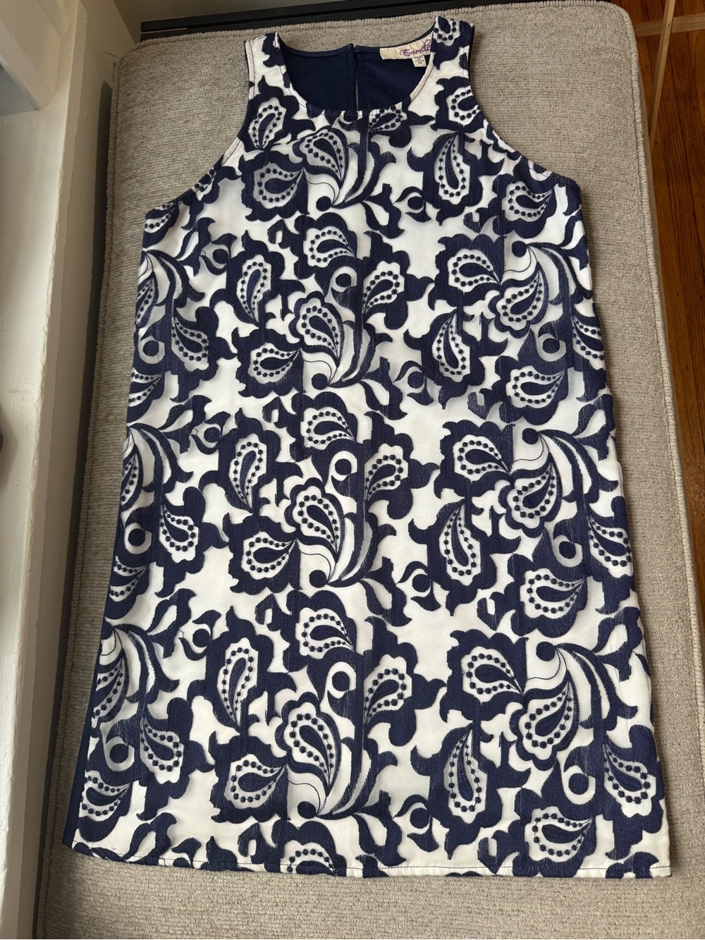 Emmelee Navy and White Floral Embroidered Mini Dress
